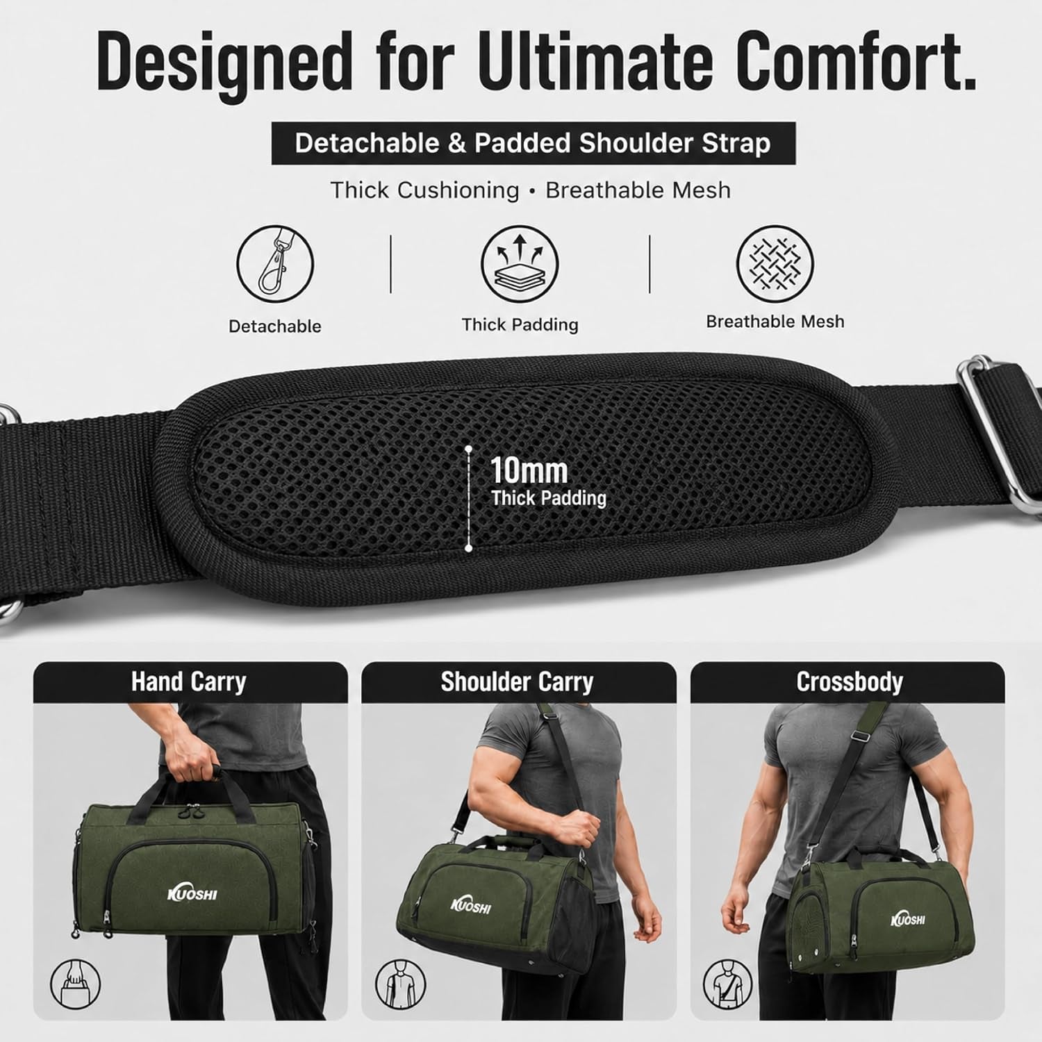 56L Gym Bag Sports Duffle Bag with Shoe Compartment & Wet Pocket, Carry-On Luggage Bag with Quick-Access Pouch, Weekender Overnight Travel Bag for Men & Women